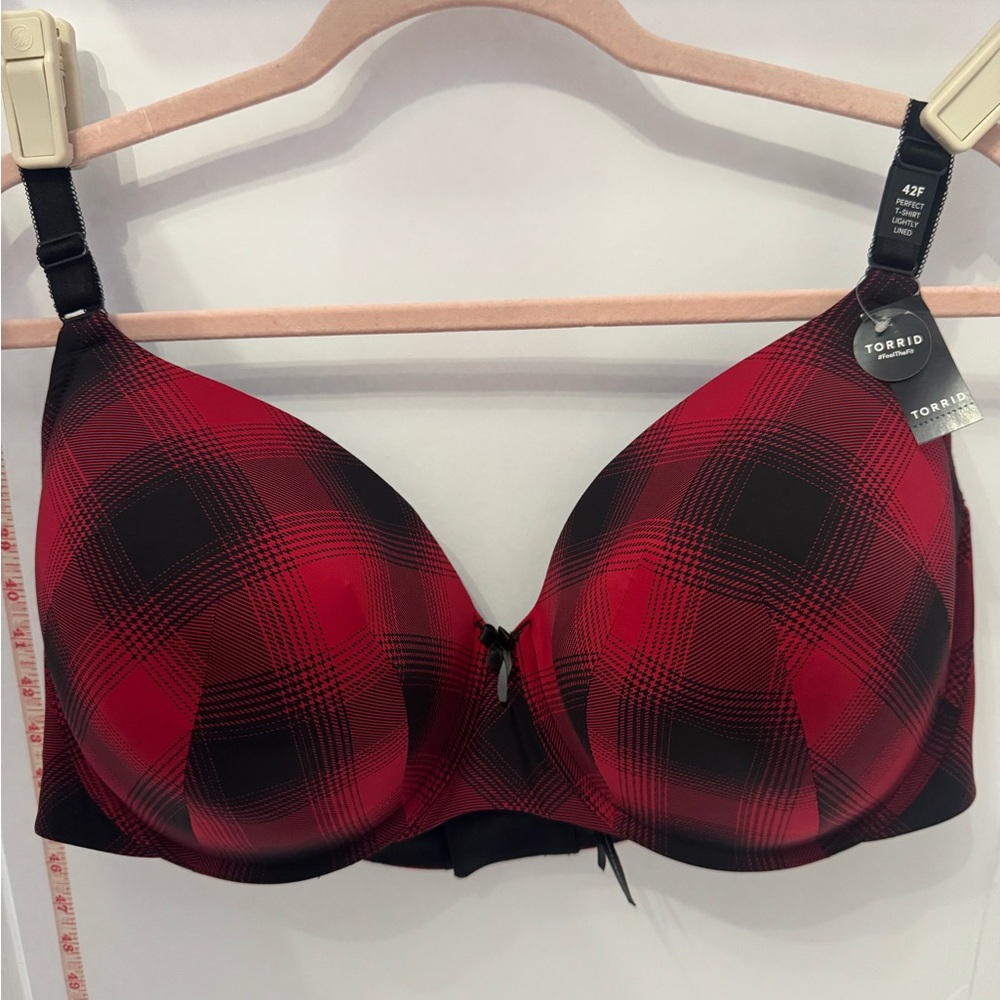 Torrid Bold Plaid Bra in Red and Black